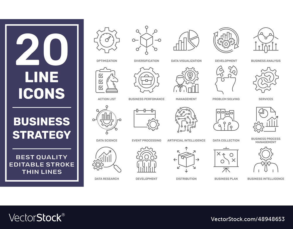 Business Strategy Line Icons - Development Set