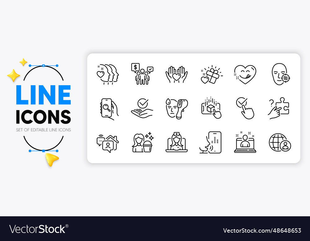 Checkbox teamwork and approved line icons vector image Checkbox teamwork and approved line icons