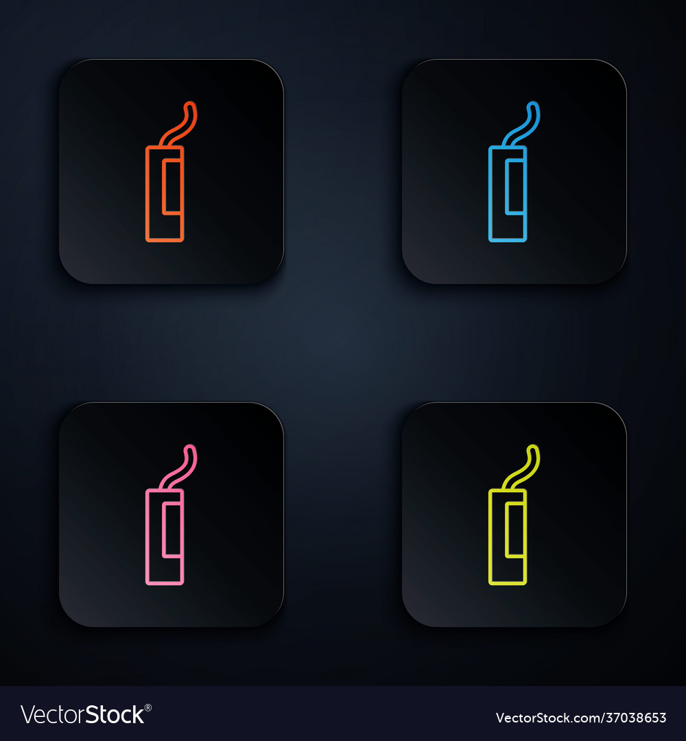 Color neon line detonate dynamite bomb stick icon