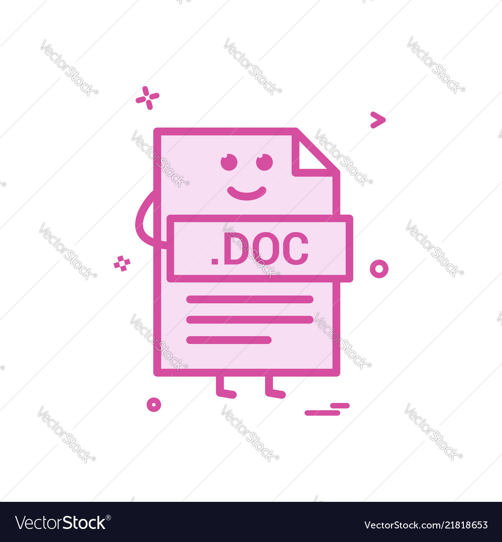 Computer doc document file format type icon design Vector Image Computer doc document file format type icon design