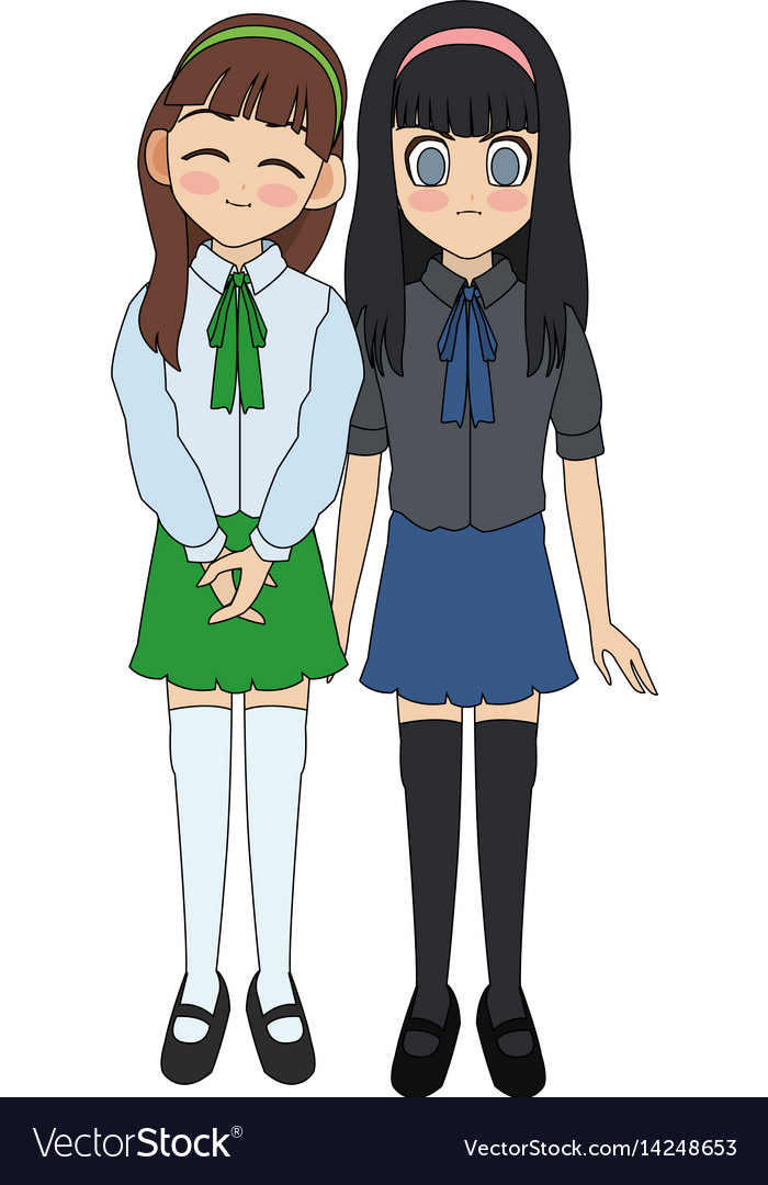 Premium Vector  Cute anime manga girl wearing school uniform