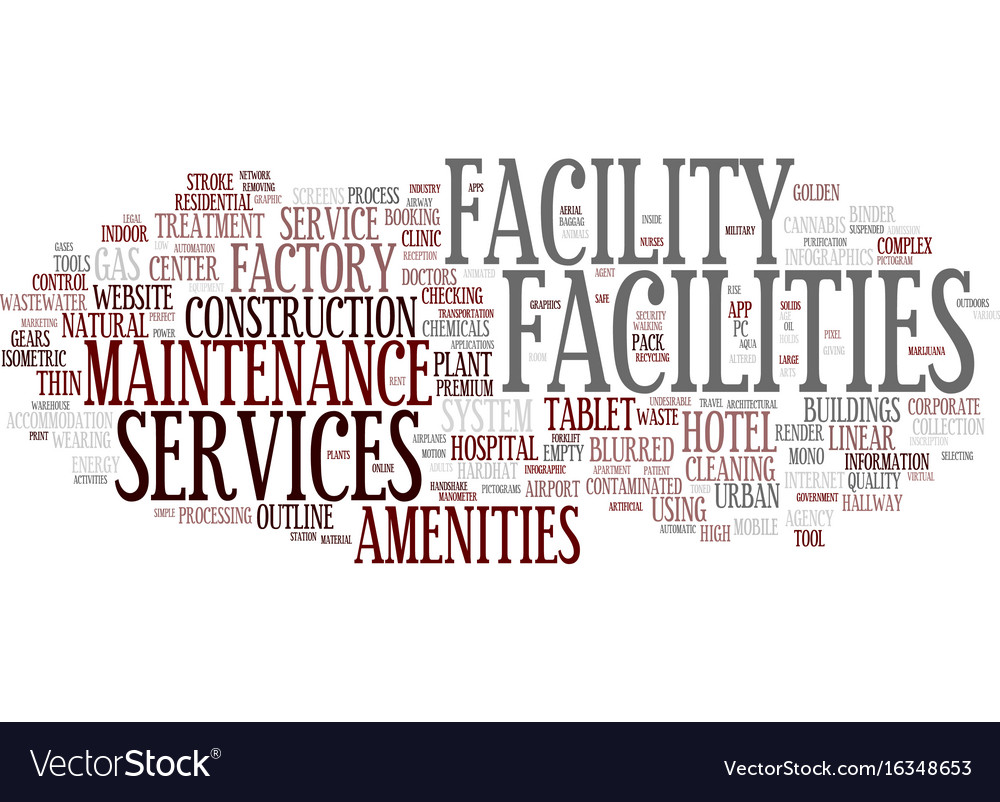 facilities-word-cloud-concept-royalty-free-vector-image