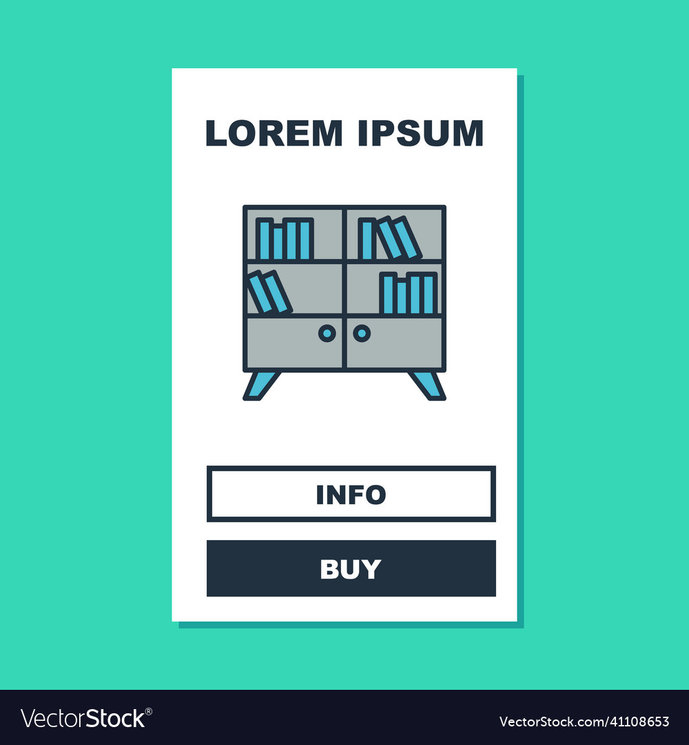 Filled outline library bookshelf icon isolated vector image Filled outline library bookshelf icon isolated