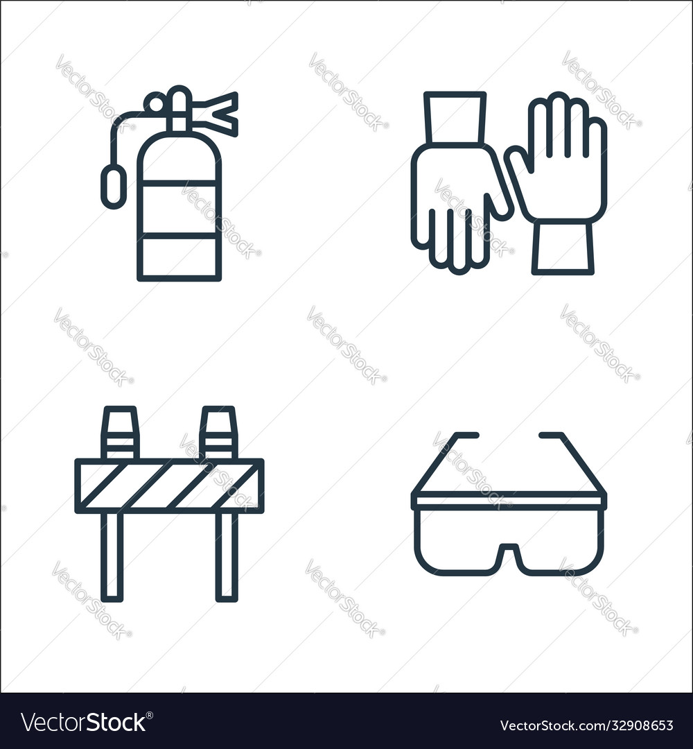 Flat rescue and protective line icons linear set Vector Image Flat rescue and protective line icons linear set