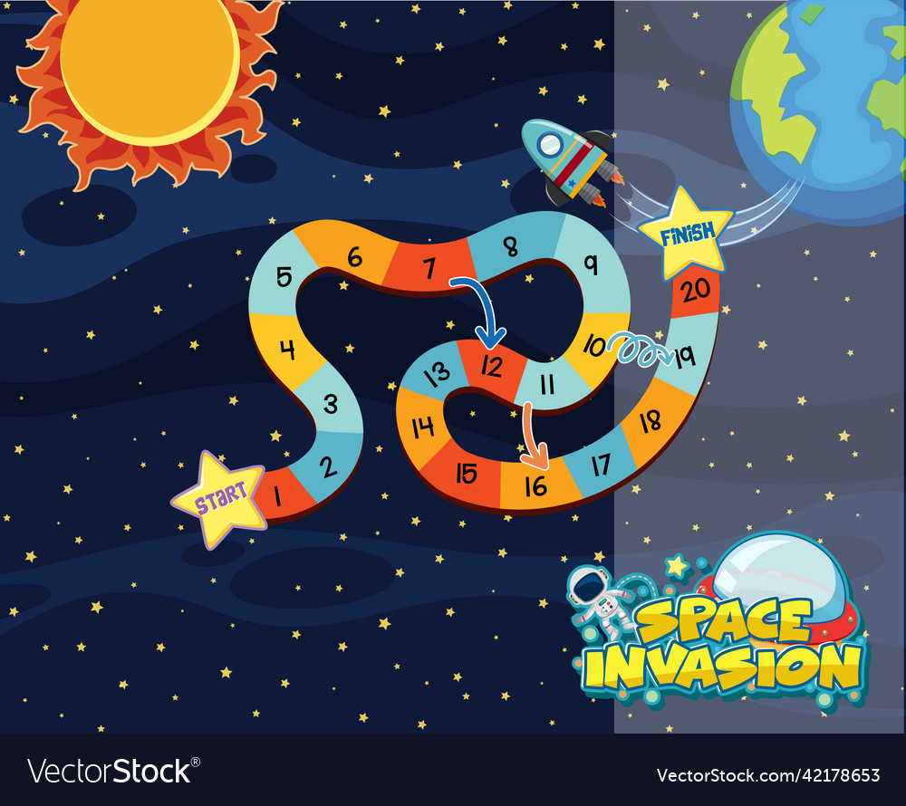 Game template with space theme background vector image Game template with space theme background
