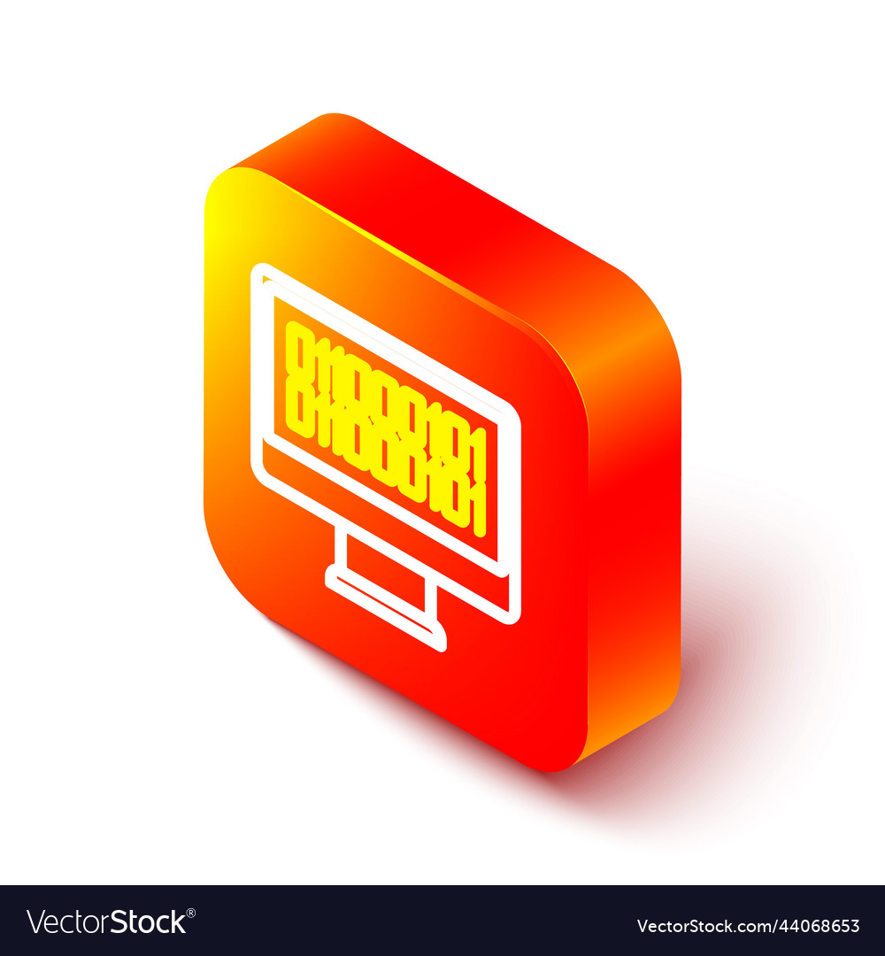 Isometric line binary code icon isolated on white vector image Isometric line binary code icon isolated on white