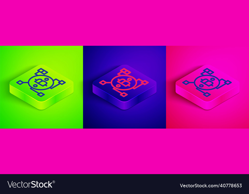 Isometric line blockchain technology bitcoin icon Vector Image Isometric line blockchain technology bitcoin icon