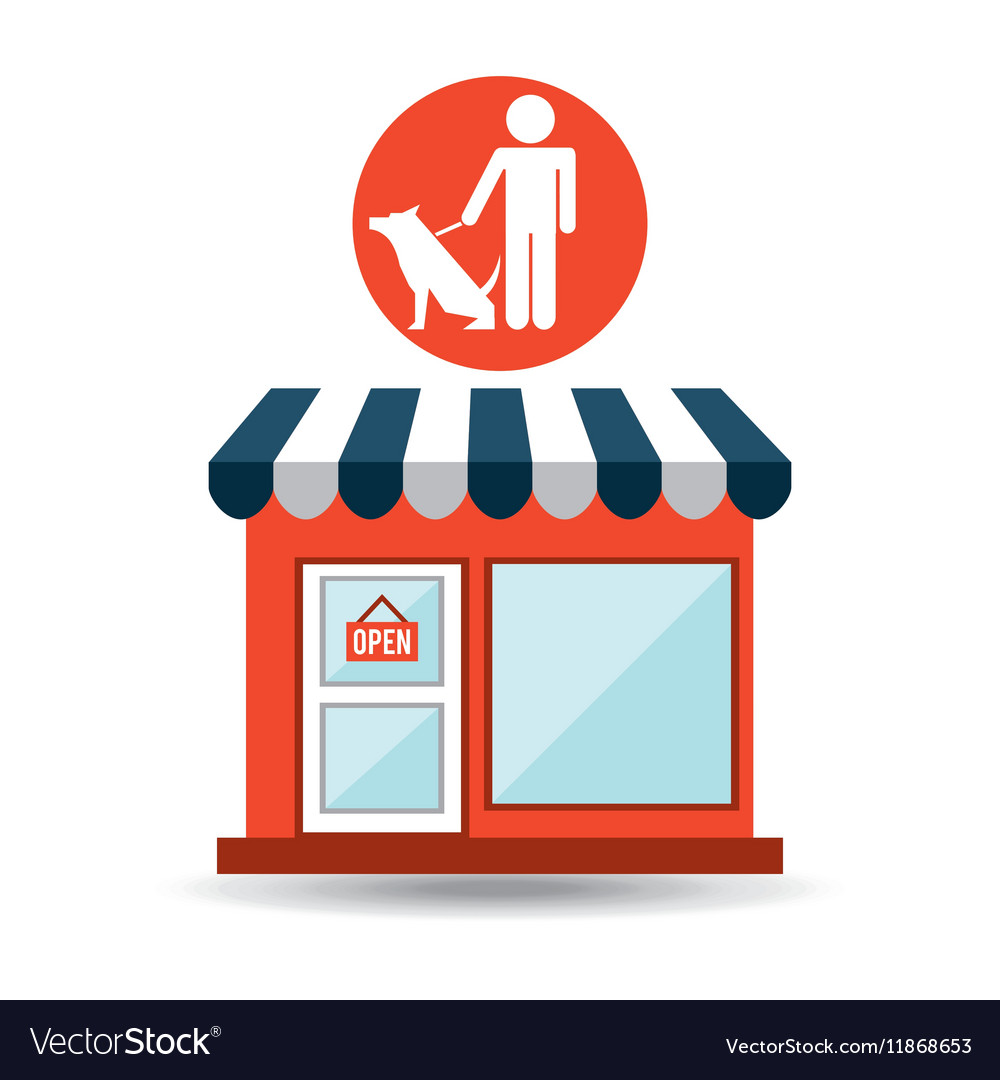 Pet shop with man and dog