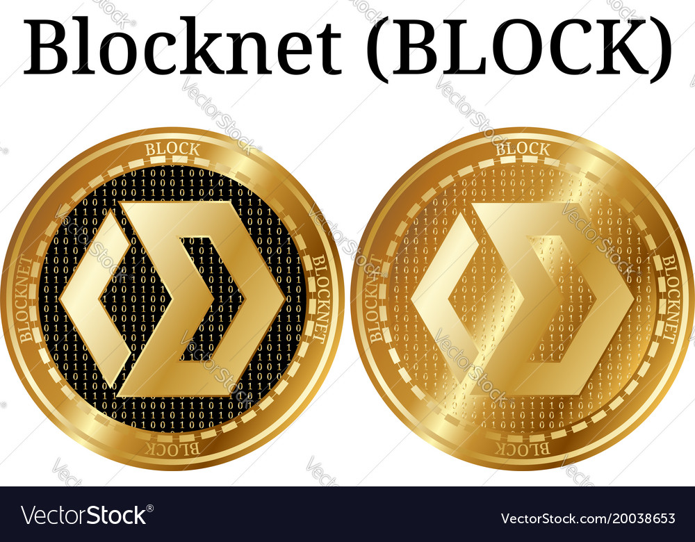 Set of physical golden coin blocknet block