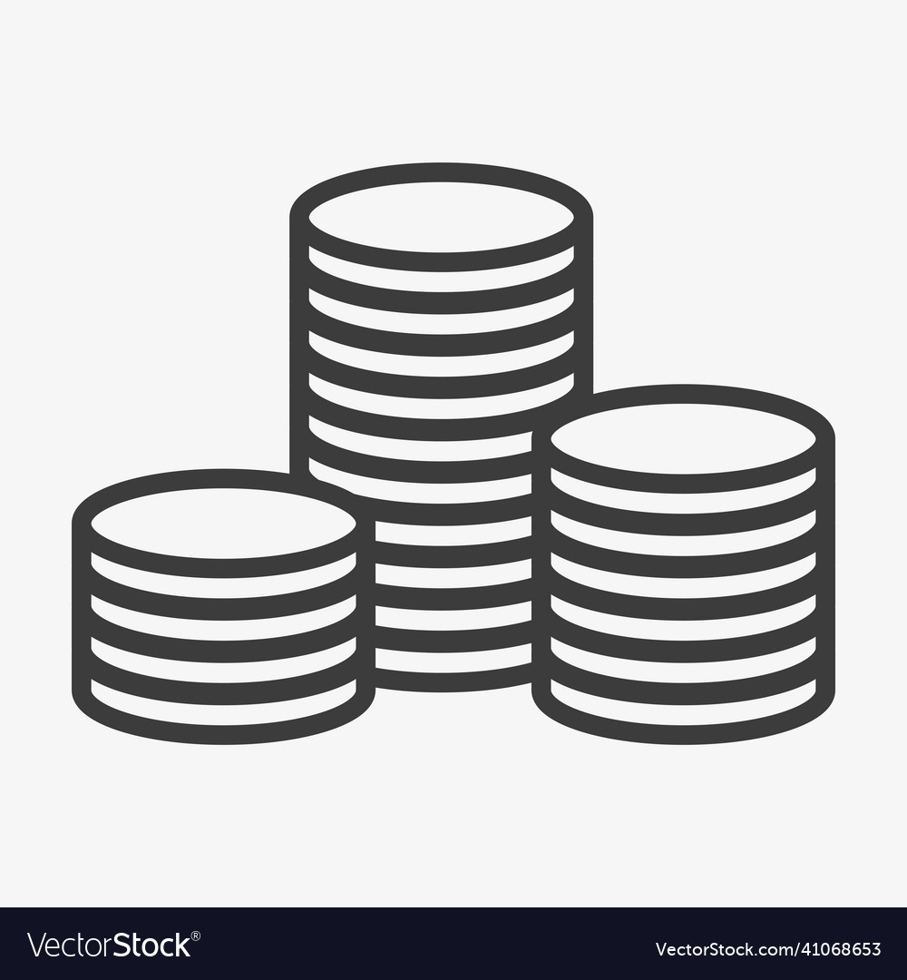 Stack of coins icon isolated on white background Vector Image Stack of coins icon isolated on white background