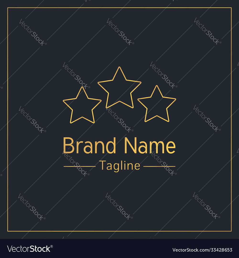 Three stars golden outline logo design template Vector Image