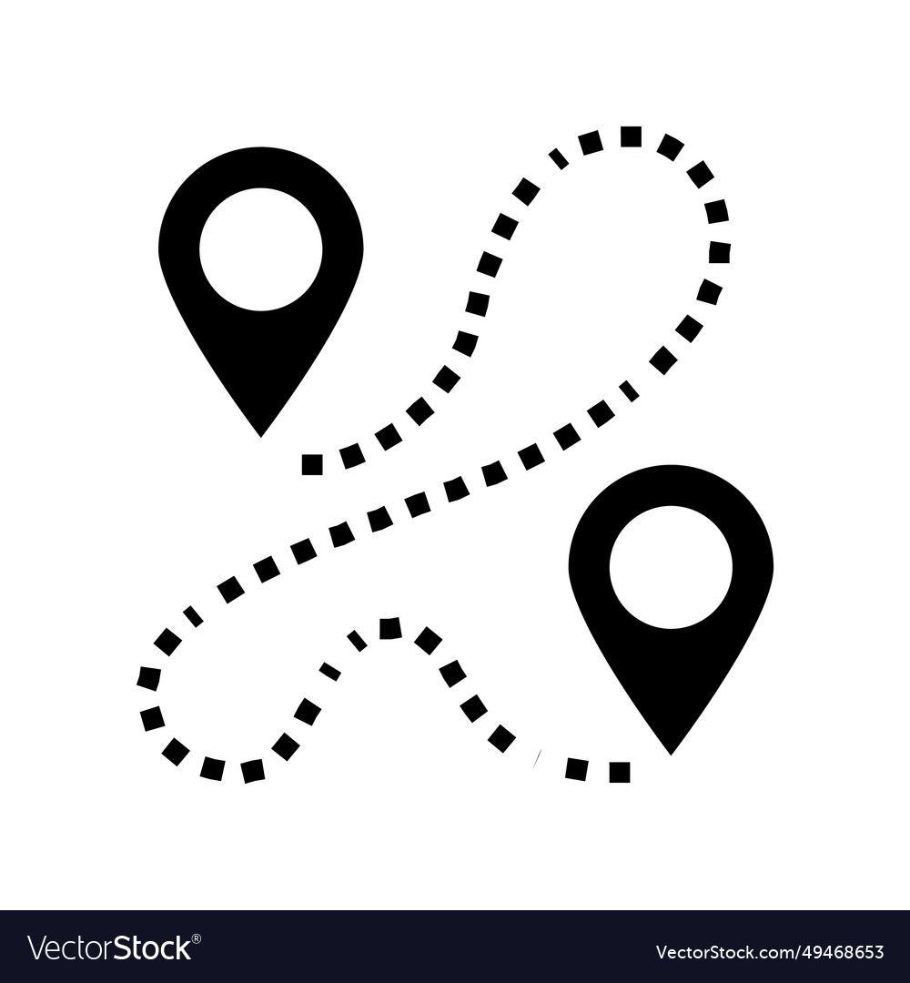 Track airplane pointer map glyph icon vector image Track airplane pointer map glyph icon