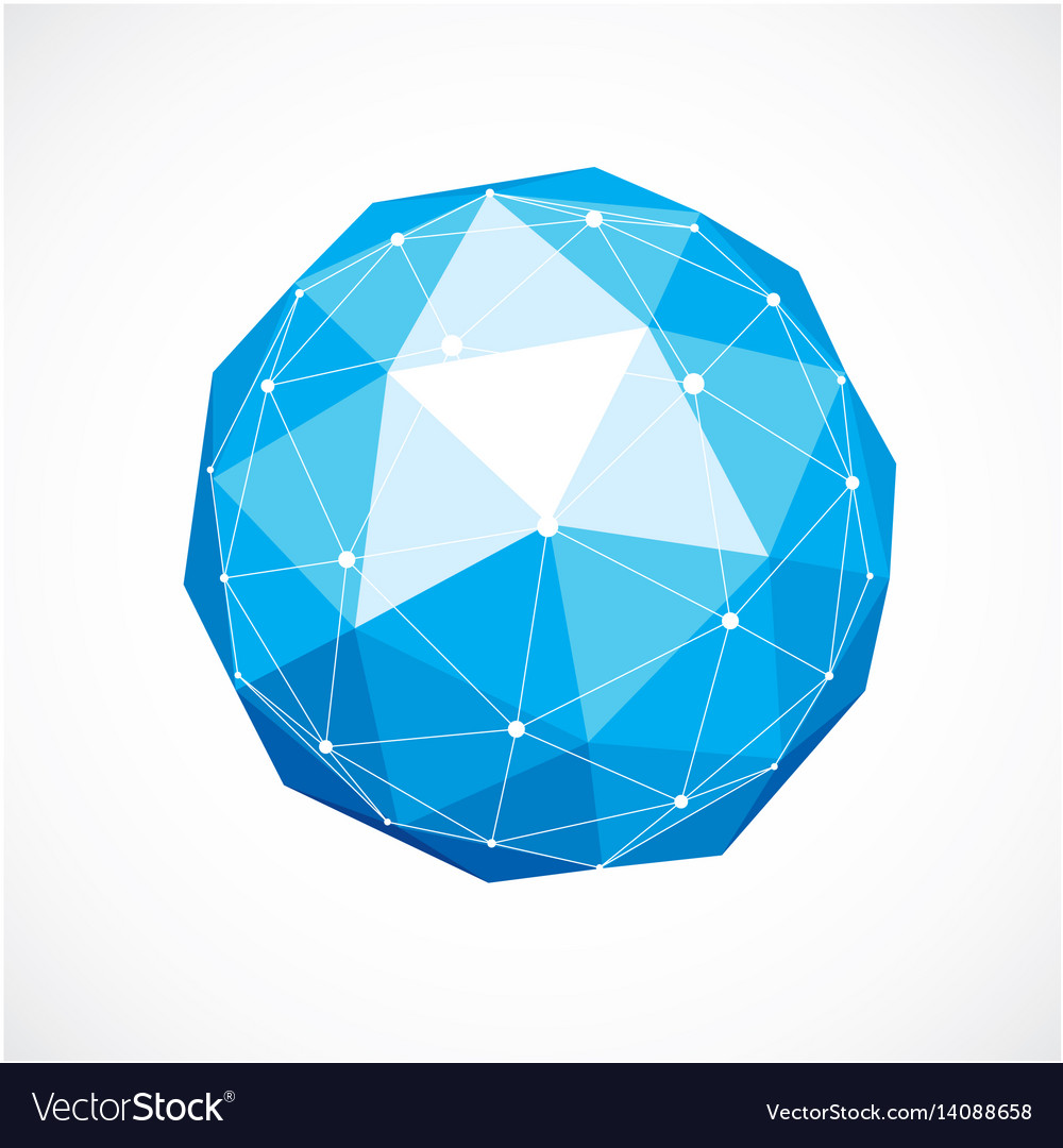 3d low poly spherical object with white connected