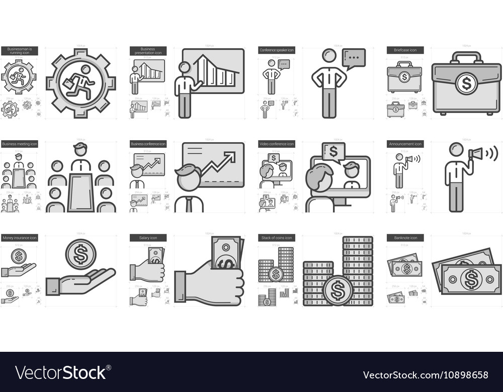 Business line icon set