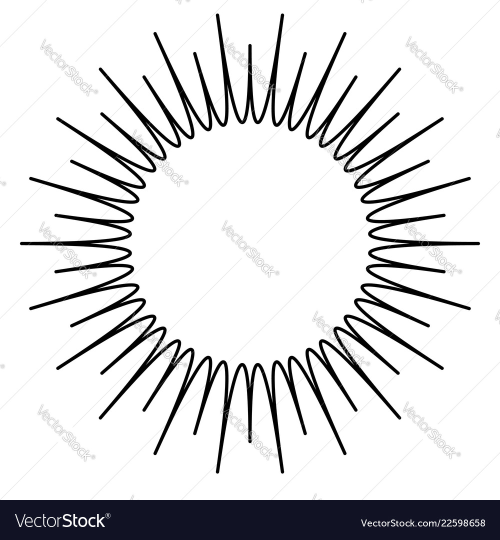 Contour element with radial lines isolated vector image Contour element with radial lines isolated