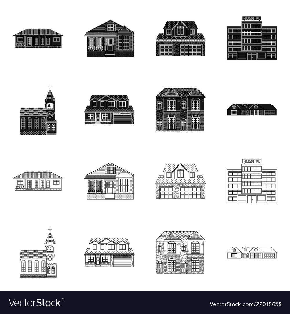 Design of building and front sign set vector image Design of building and front sign set