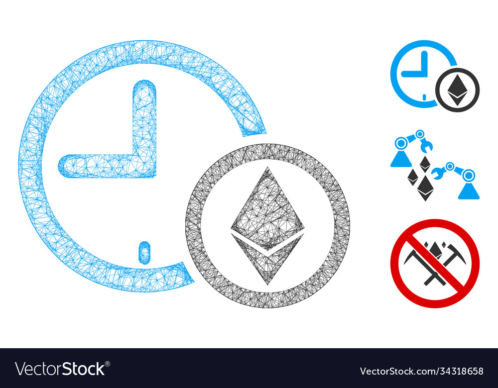 Ethereum credit clock polygonal web mesh vector image Ethereum credit clock polygonal web mesh