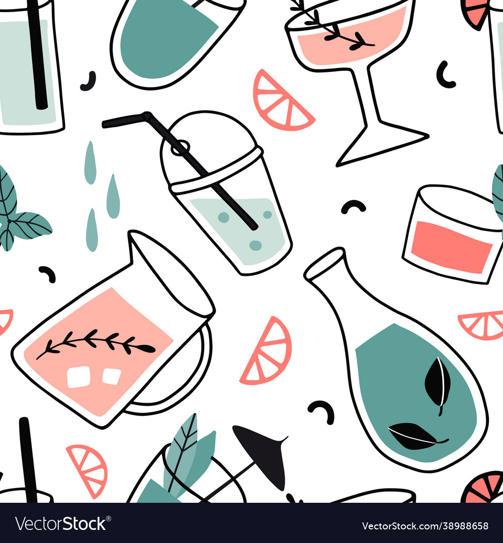 Fresh cocktails seamless pattern