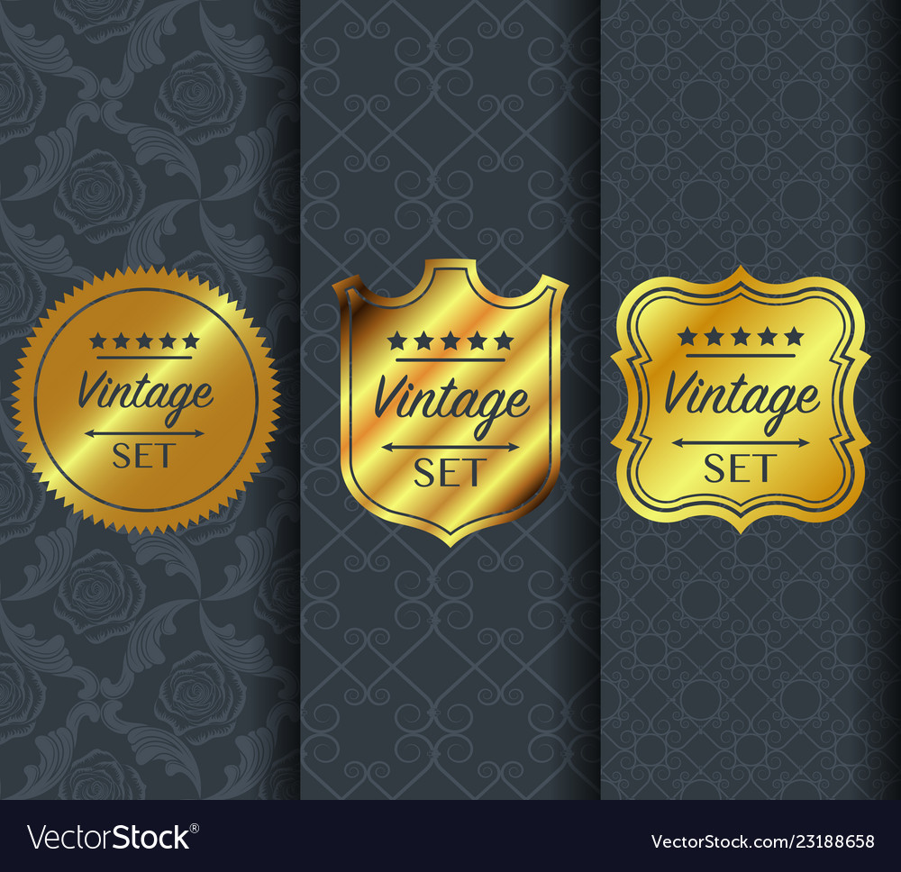 Golden vintage pattern on dark background vector image Golden vintage pattern on dark background