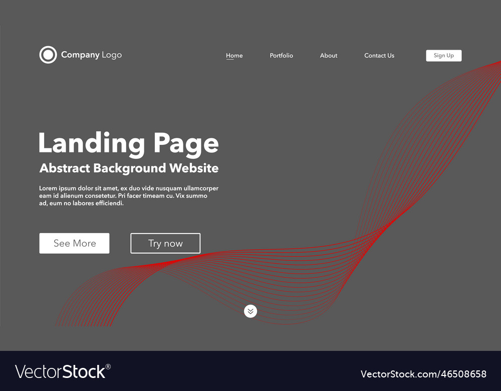 Gradient abstract wave background landing page vector image Gradient abstract wave background landing page