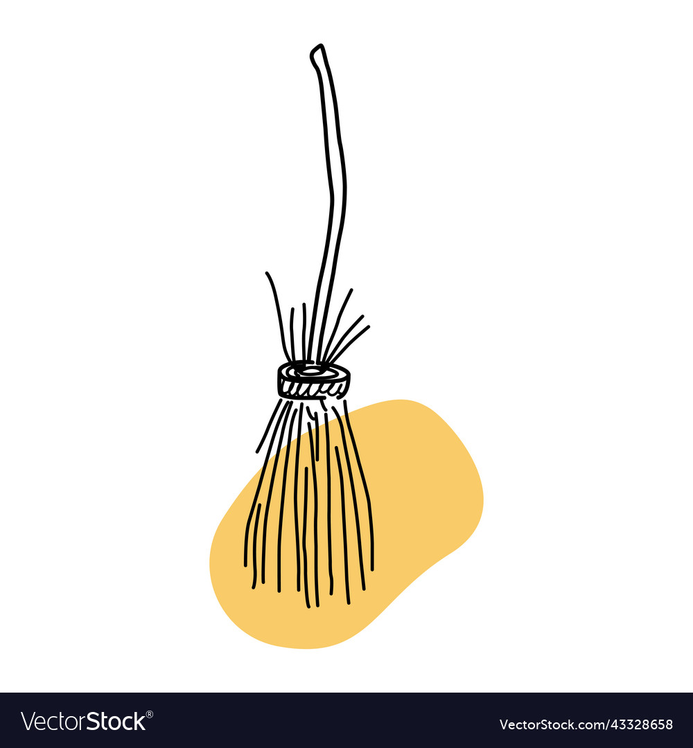 Hand drawn broom doodle style