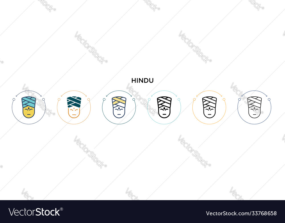 Hindu icon in filled thin line outline and stroke