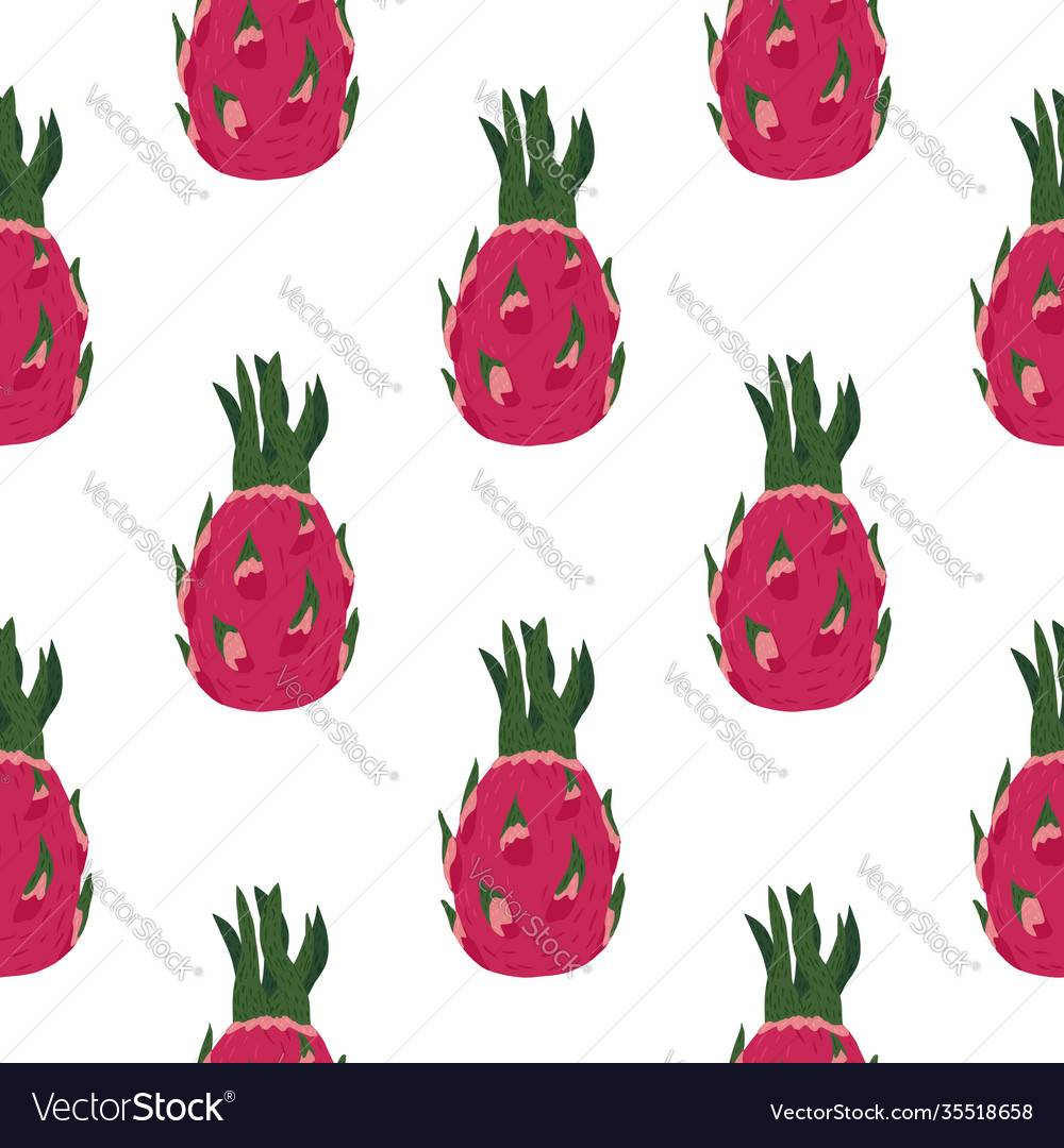 Isolated seamless pattern with dragon fruit pink