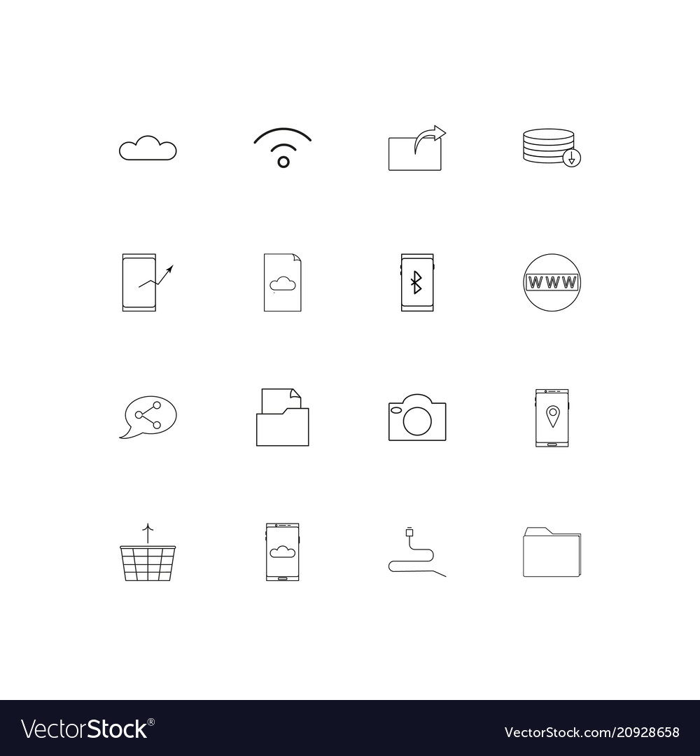 Netzwerk und Datenbank lineare dünne Symbole Set