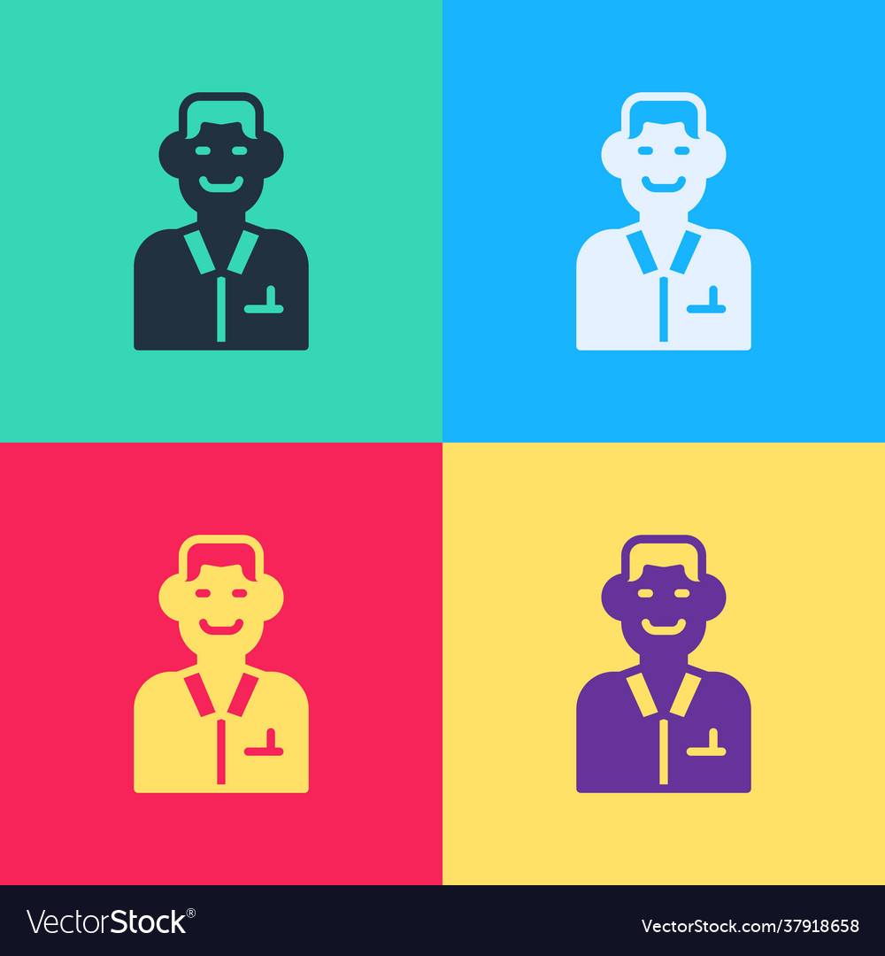 Pop art trader icon isolated on color background vector image Pop art trader icon isolated on color background