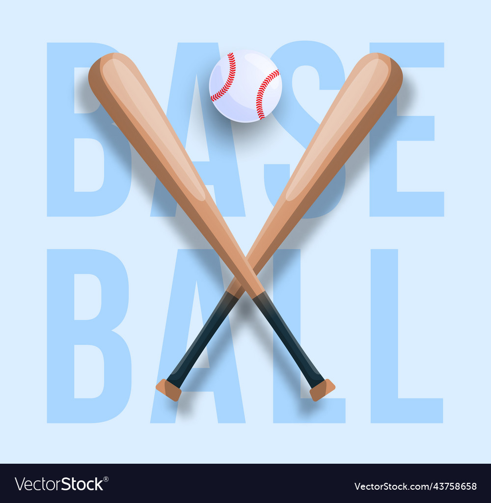 Realistic baseball concept with crossed Royalty Free Vector