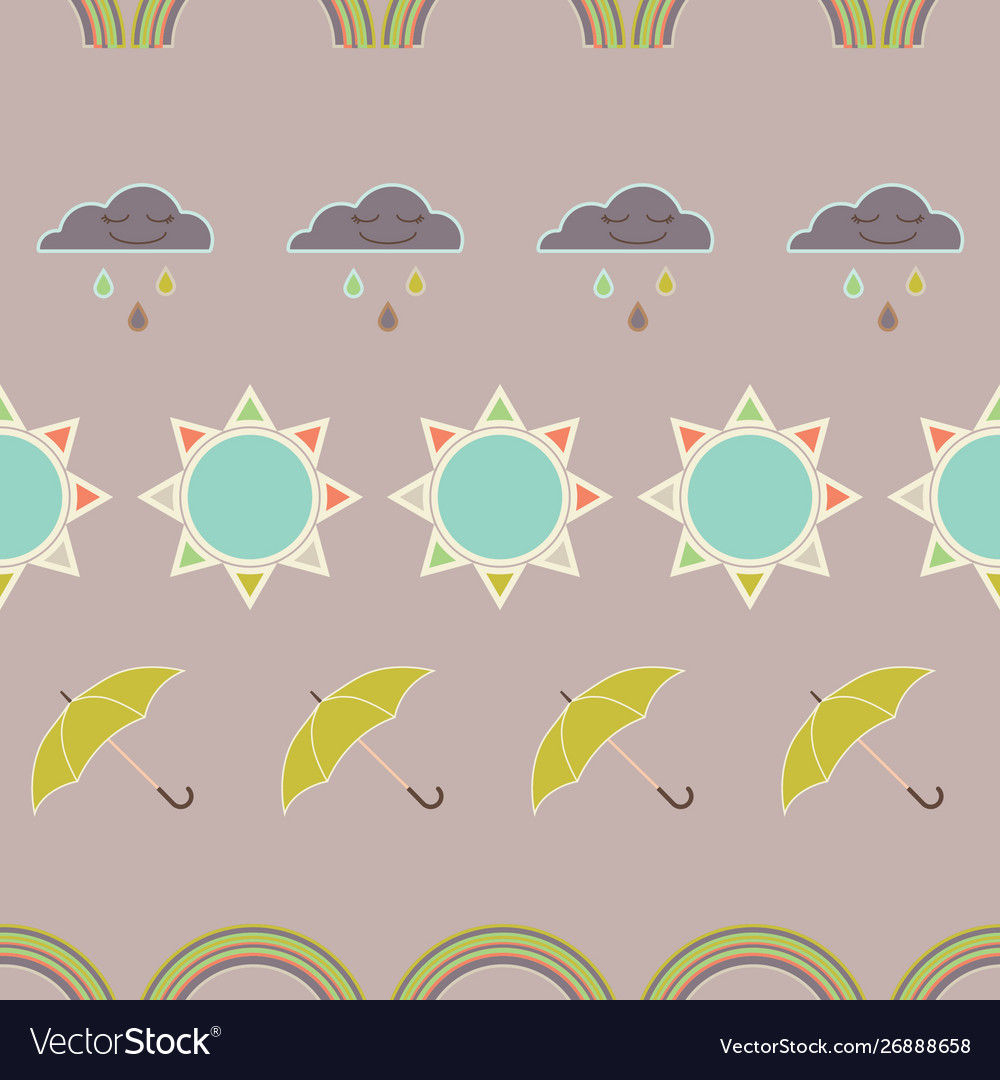 Repeat seamless pattern with clouds rain Vector Image Repeat seamless pattern with clouds rain