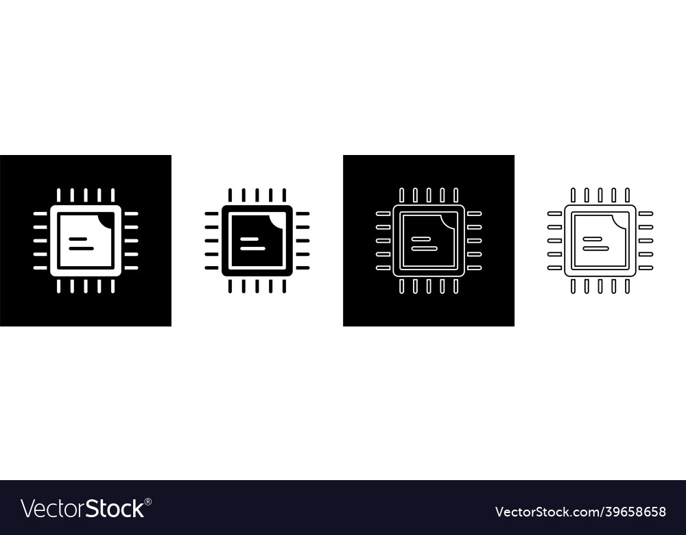 Set computer processor with microcircuits cpu icon vector image Set computer processor with microcircuits cpu icon
