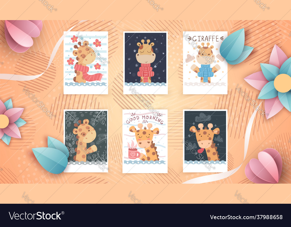 Set cute animal - idea for greeting card