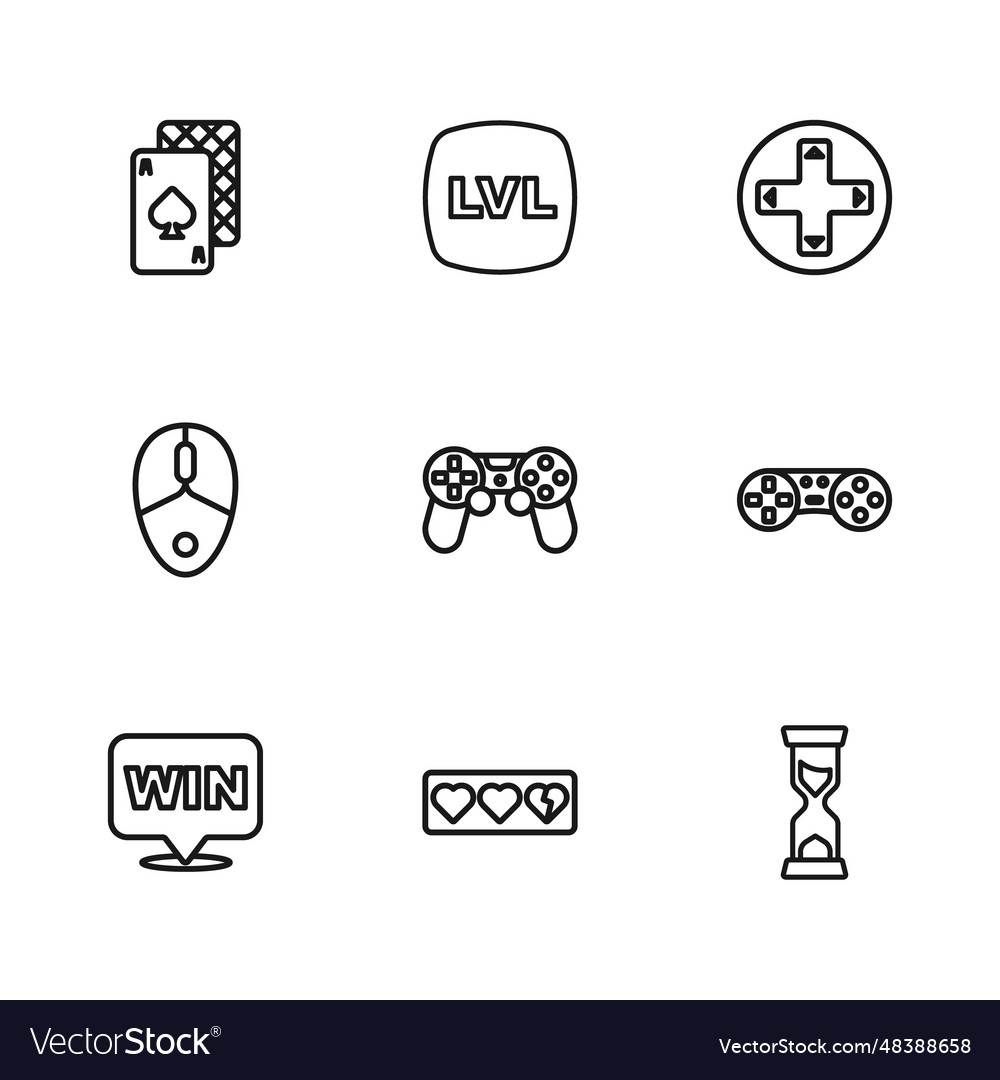 Set line game life bar controller or joystick old vector image Set line game life bar controller or joystick old