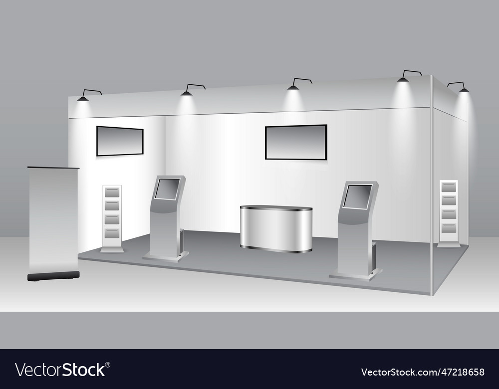 Set of realistic trade exhibition stand or white Vector Image