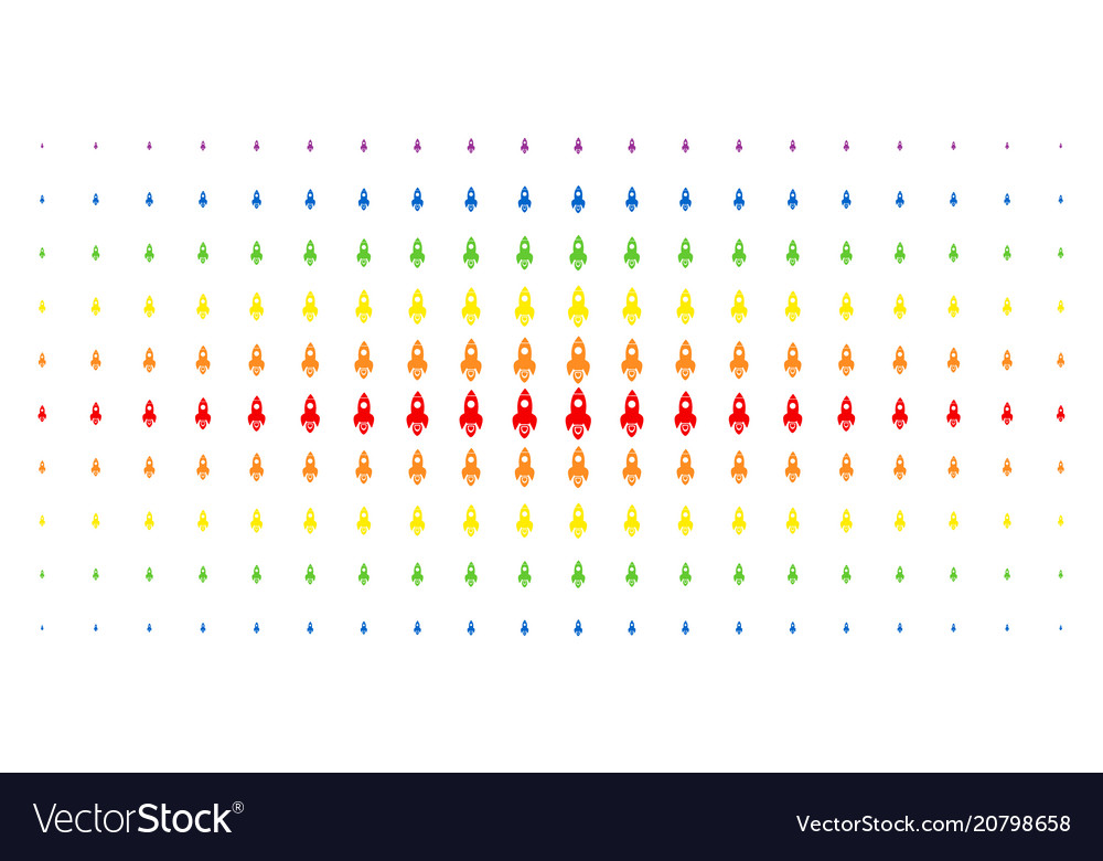 Space rocket spectrum halftone array vector image Space rocket spectrum halftone array