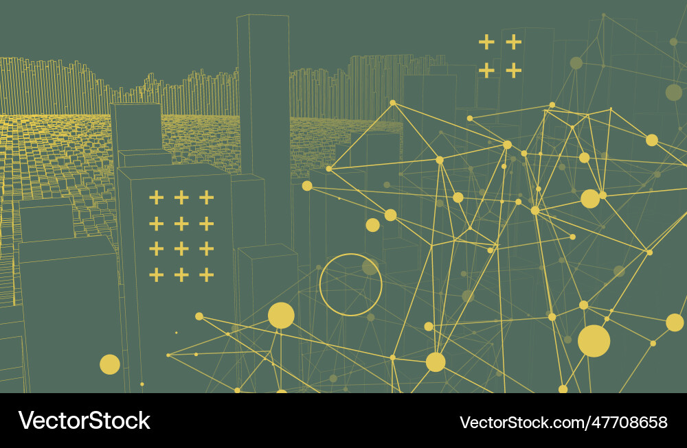 Square pattern wireframe background futuristic Vector Image