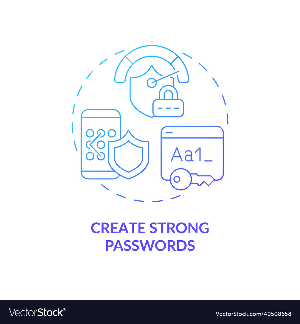 Strong password to save data blue gradient vector image Strong password to save data blue gradient