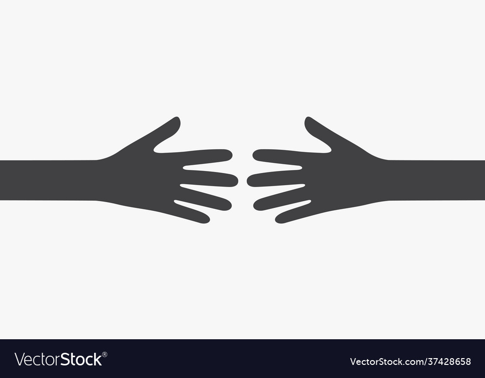 Two hands reach each other Royalty Free Vector Image