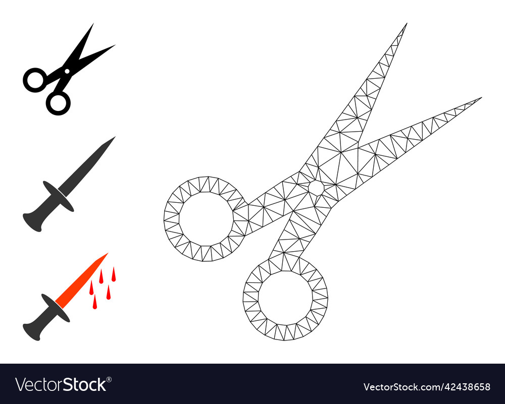Web net scissors icon and additional icons Vector Image Web net scissors icon and additional icons