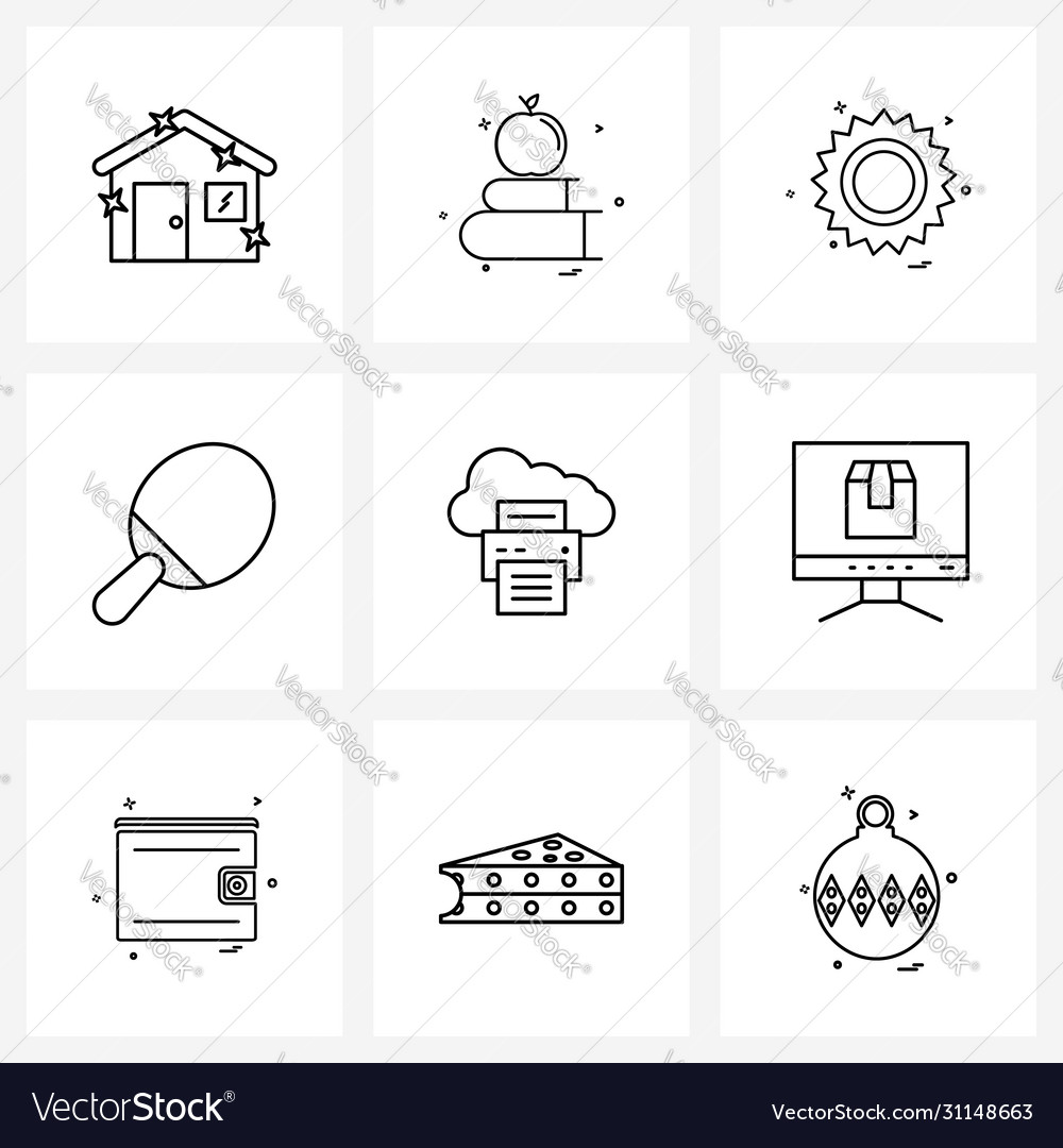 9 universal line icons for web and mobile cloud