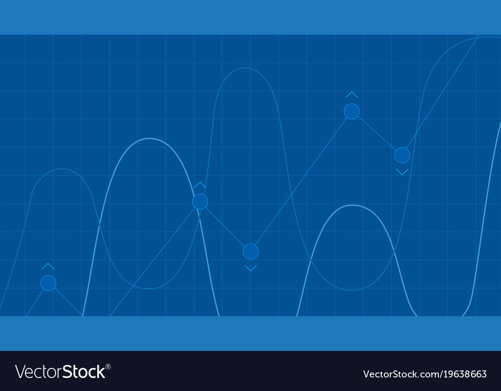 Blue grid background with abstract graph waves