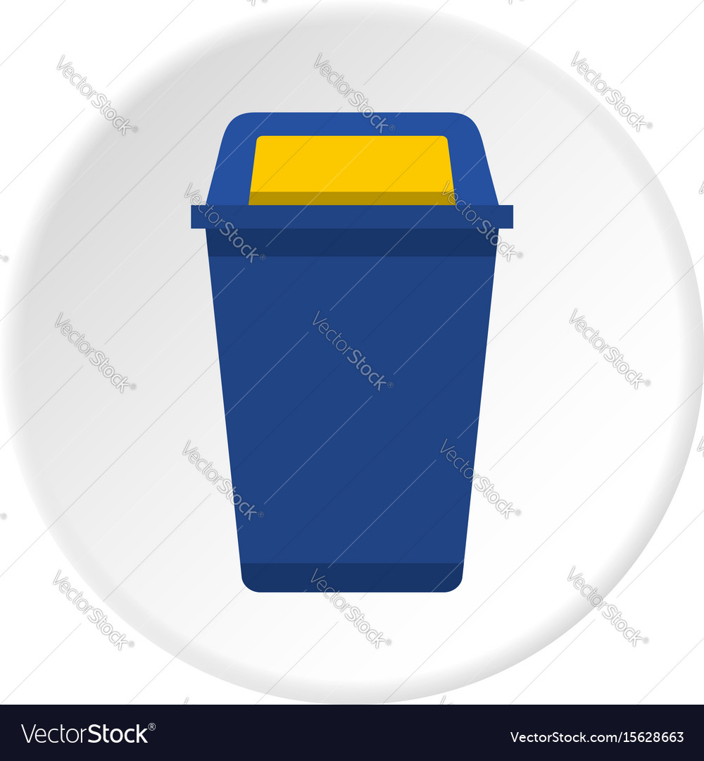 Blue plastic wastebasket icon circle Royalty Free Vector
