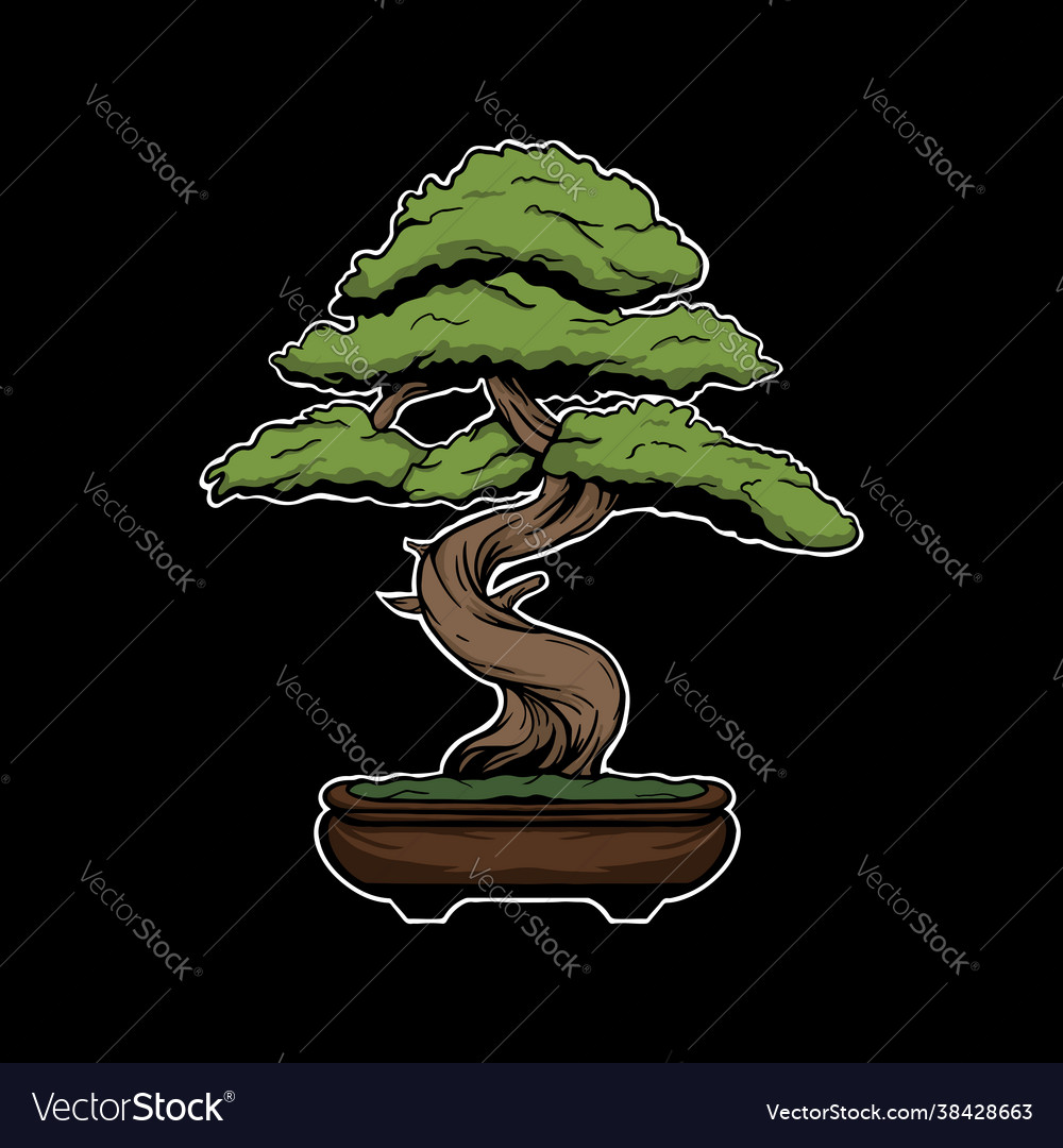 Bonsai japanese tree Royalty Free Vector Image