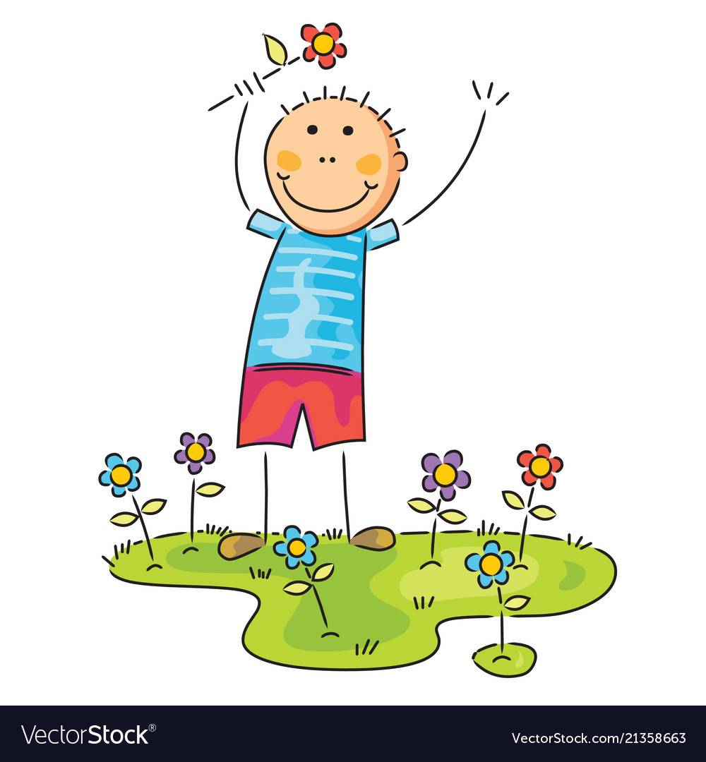 Boy with flower on his hand Royalty Free Vector Image