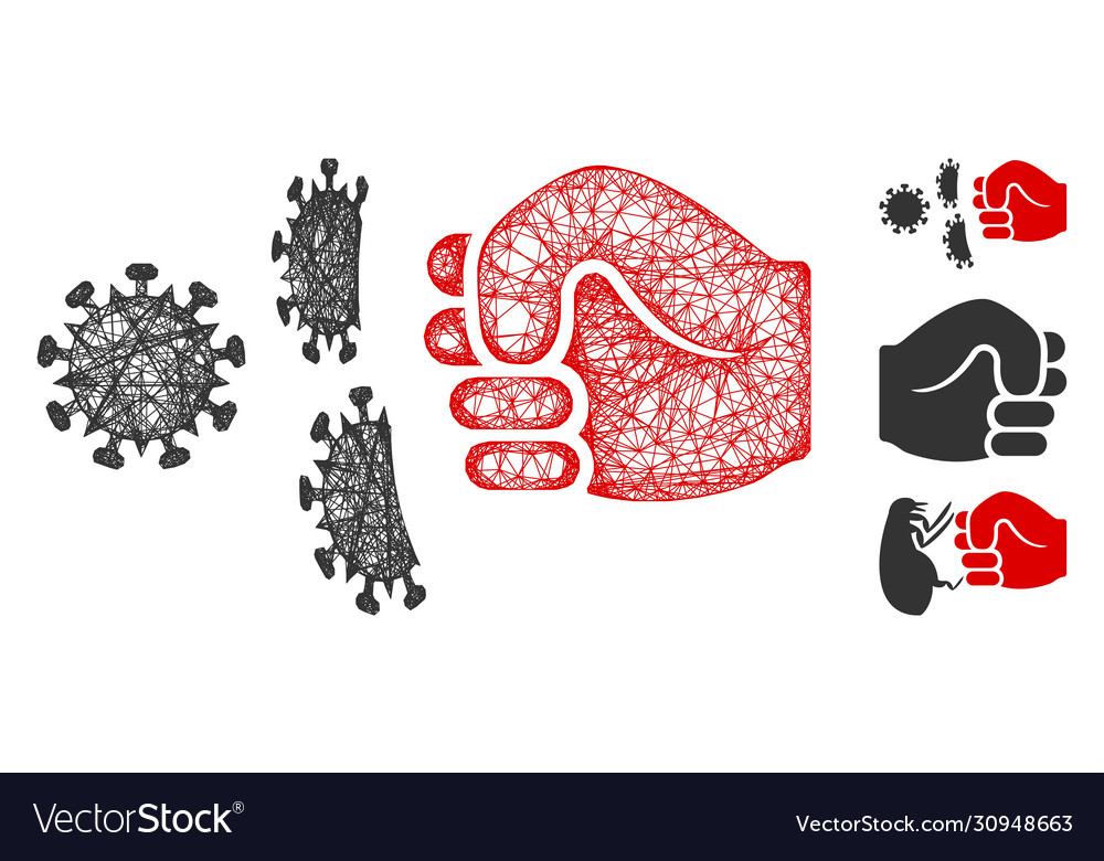 Coronavirus fist strike polygonal web mesh