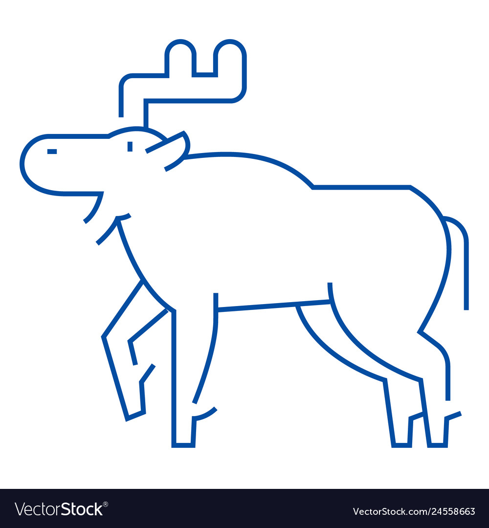 Elk line icon concept flat symbol