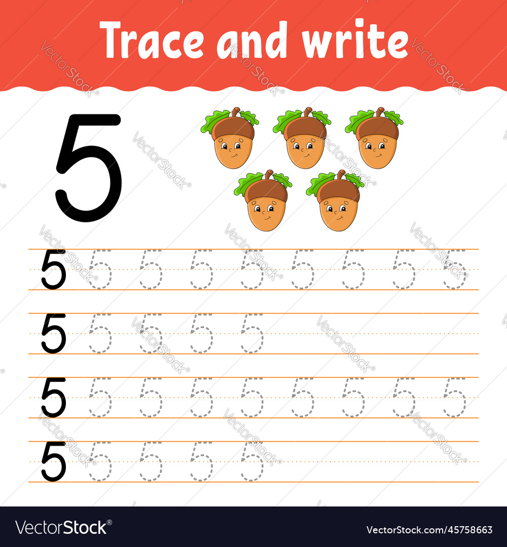 Learn numbers trace and write handwriting vector image Learn numbers trace and write handwriting