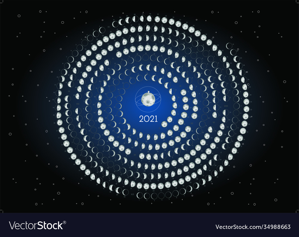 Mondkalender 2021 Nordhalbkugel blau