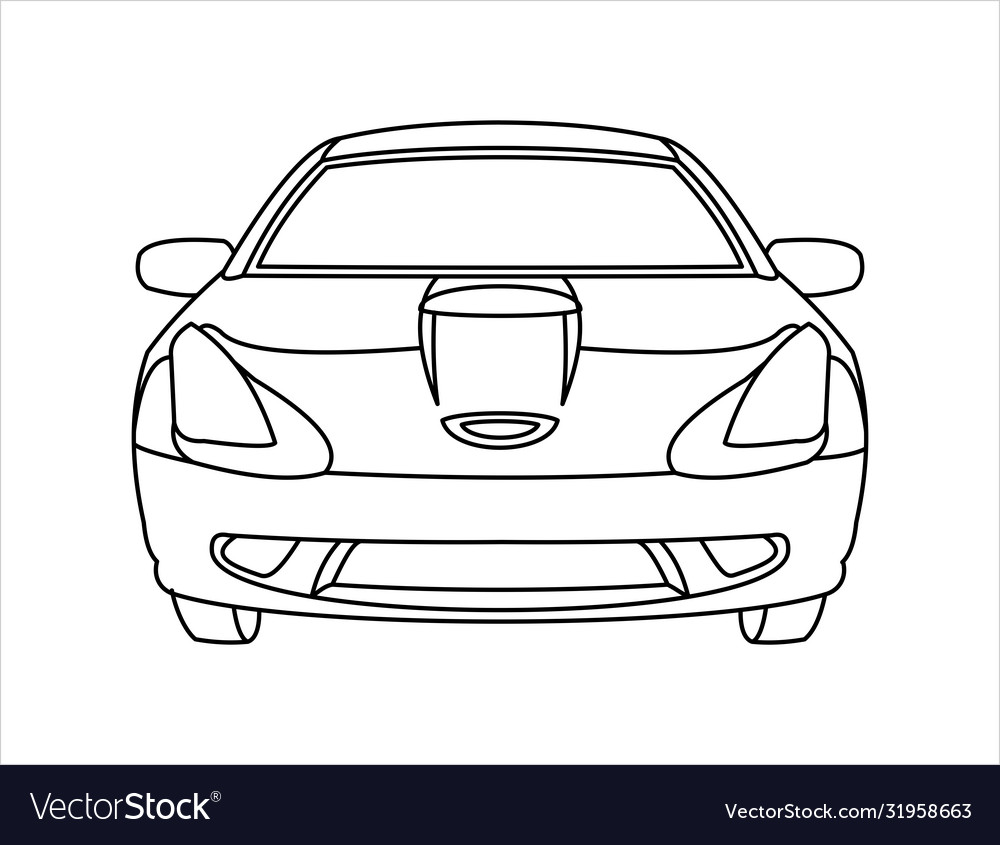 Passenger car front view fast outline